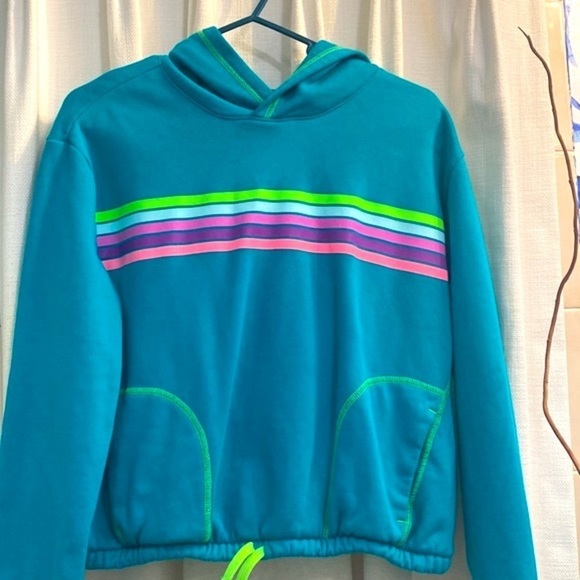 NWOT Girl’s Land’s End Cotton & Polyester Striped Active Hoody Size M (10-12) - Picture 2 of 8